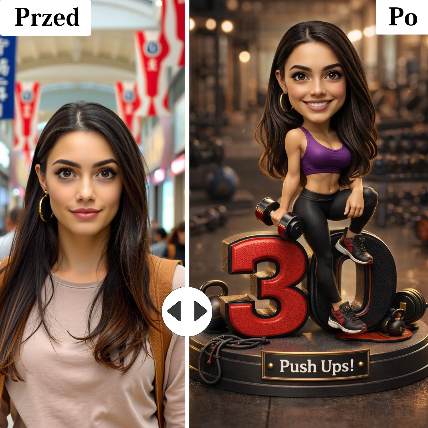 Active Woman. Portret ze zdjęcia na 30 rocznicę dla koleżanki, kobiety. Druk na szkle