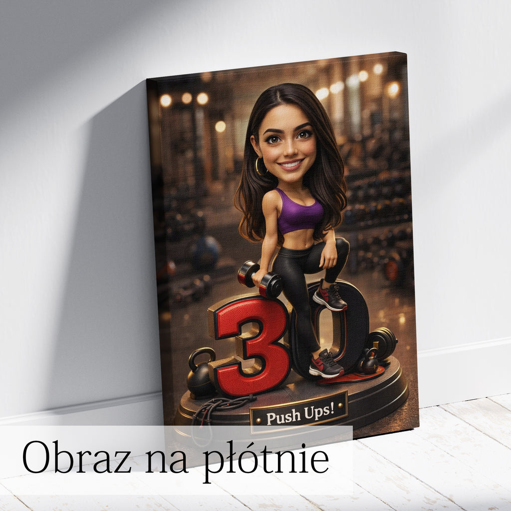 Active Woman. Portret ze zdjęcia na 30 rocznicę dla koleżanki, kobiety. Druk na szkle