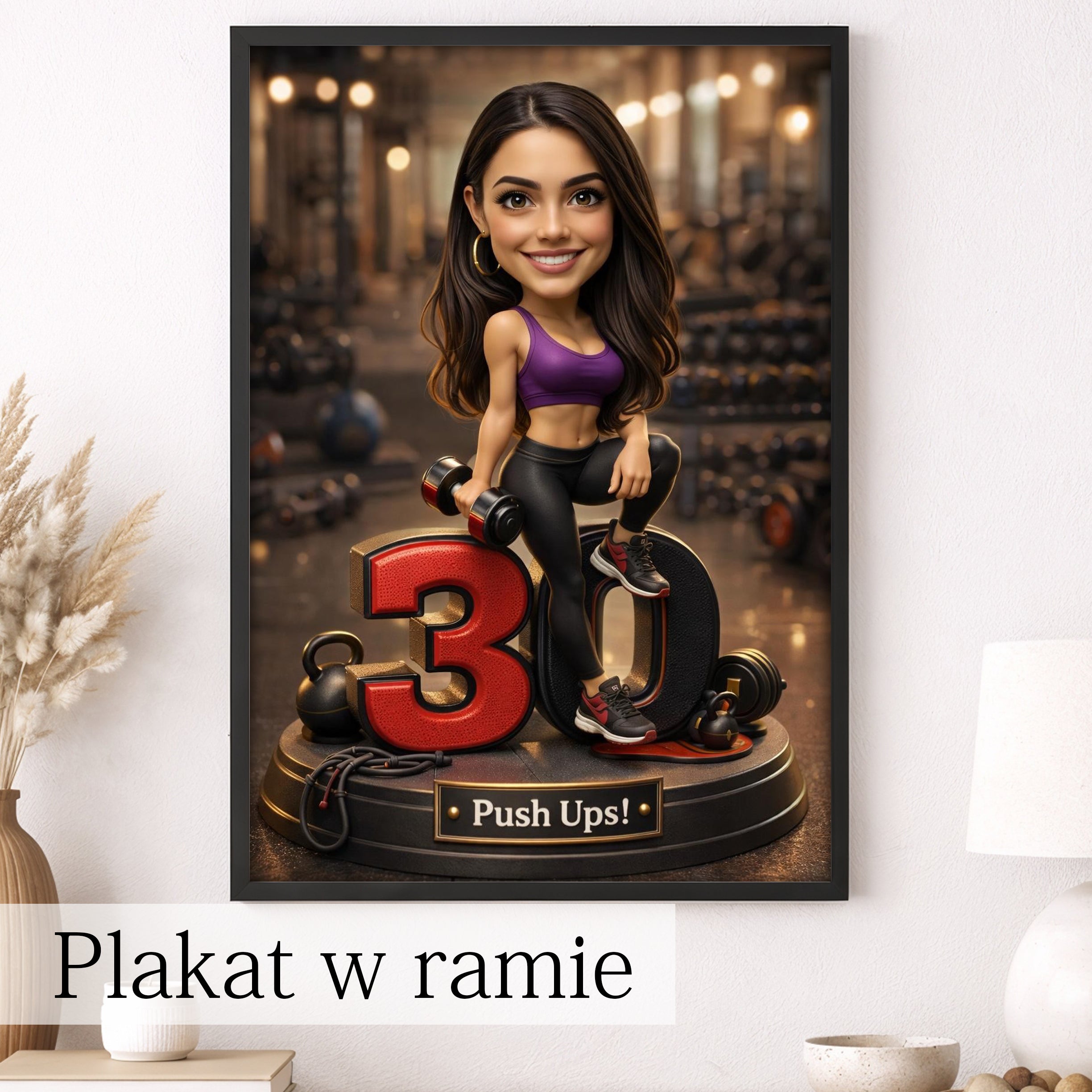 Active Woman. Portret ze zdjęcia na 30 rocznicę dla koleżanki, kobiety. Druk na szkle