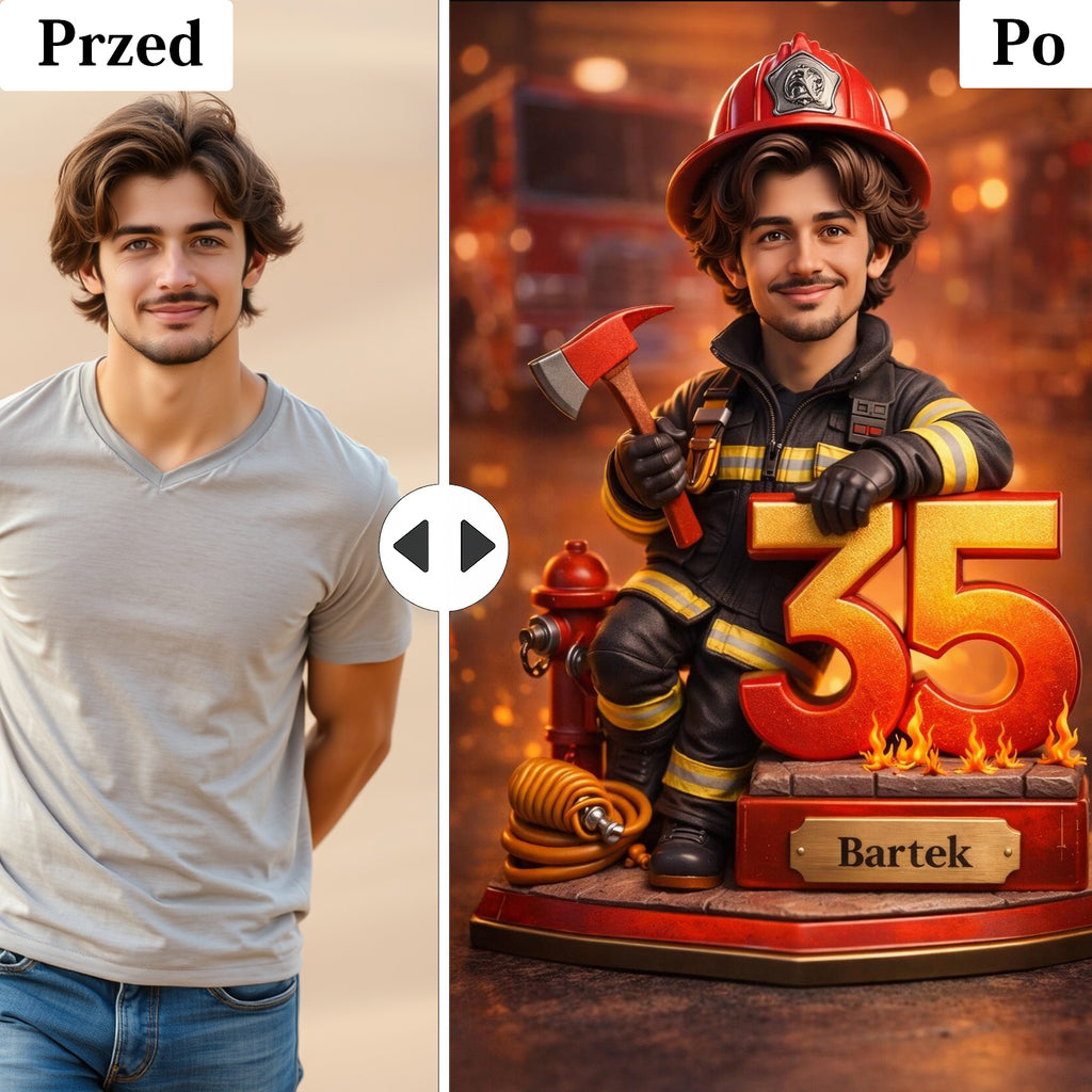 obraz ze zdjęcia strażak – personalizowany prezent dla strażaka