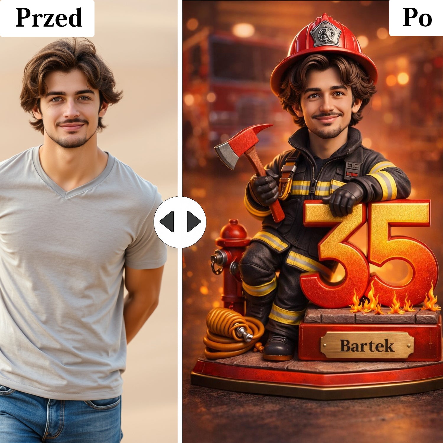 obraz ze zdjęcia strażak – personalizowany prezent dla strażaka