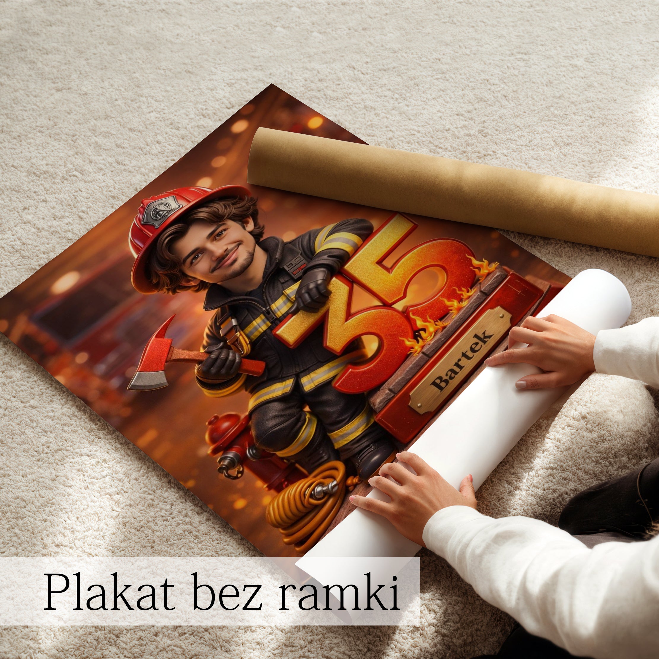 śmieszny prezent dla strażaka – fotoobraz ze zdjęcia