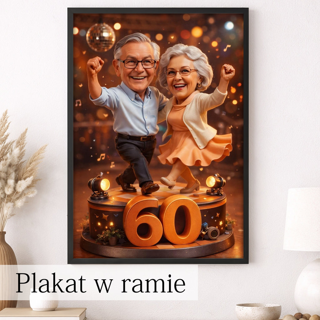 śmieszny prezent dla dziadków – karykatura pary ze zdjęcia