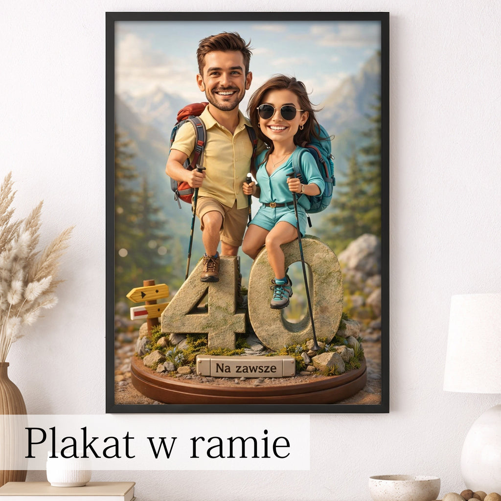 personalizowana karykatura pary podróżników – ilustracja ze zdjęcia