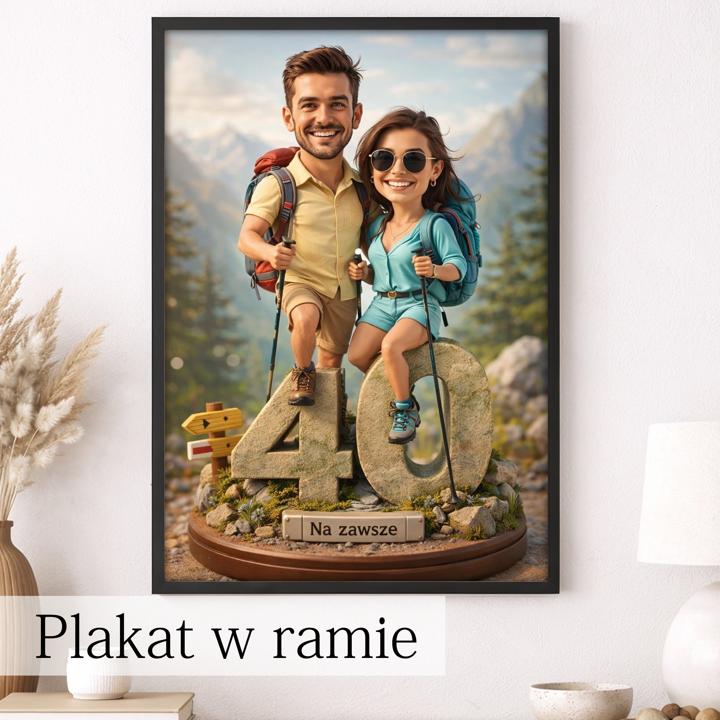 personalizowana karykatura pary podróżników – ilustracja ze zdjęcia