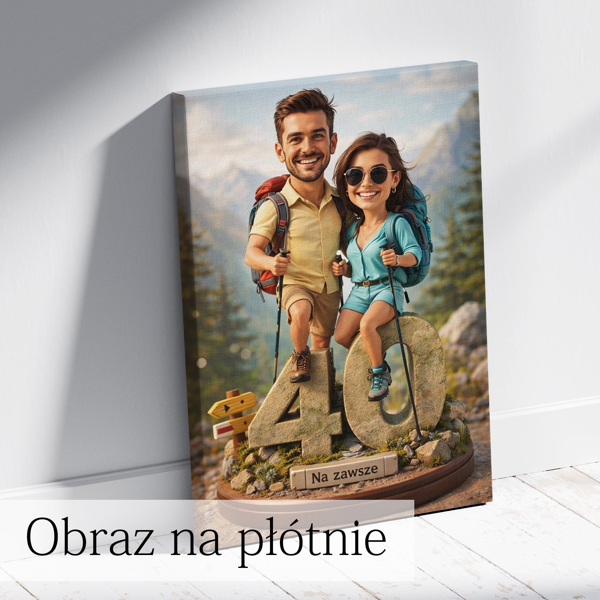 obraz ze zdjęcia para podróżników – personalizowany prezent
