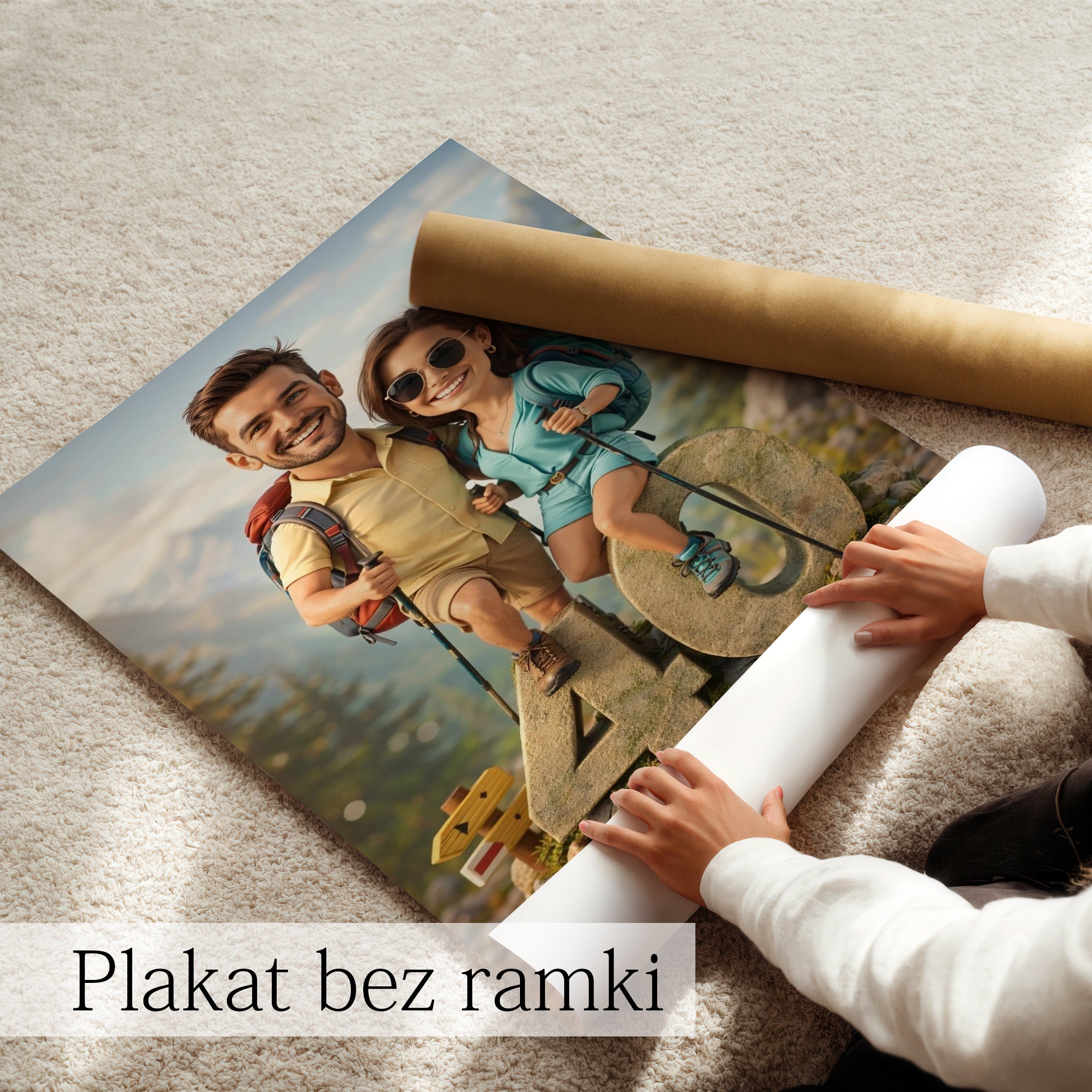 prezent dla pary – karykatura podróżników ze zdjęcia