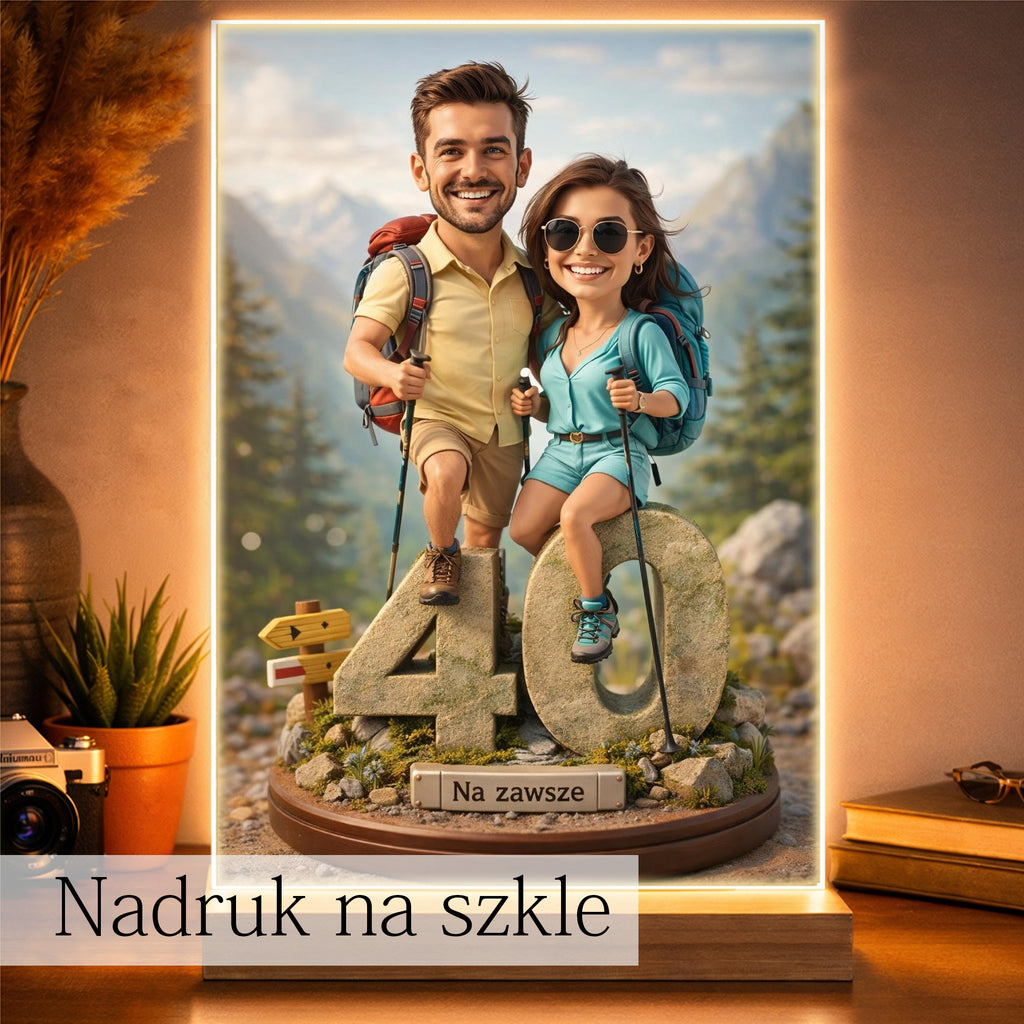 romantyczny prezent dla pary – karykatura podróżników ze zdjęcia