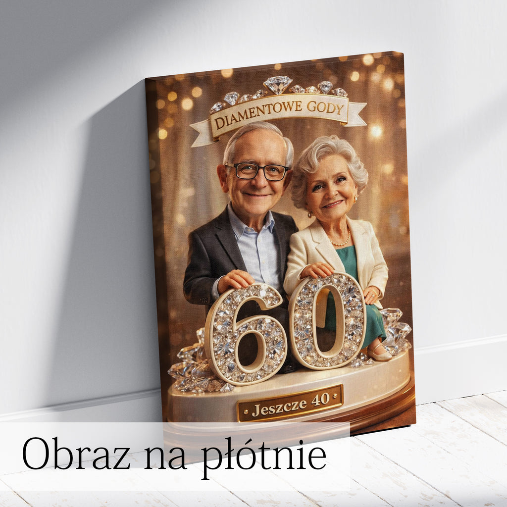 karykatura na 60 rocznicę ślubu – personalizowany obraz dla pary