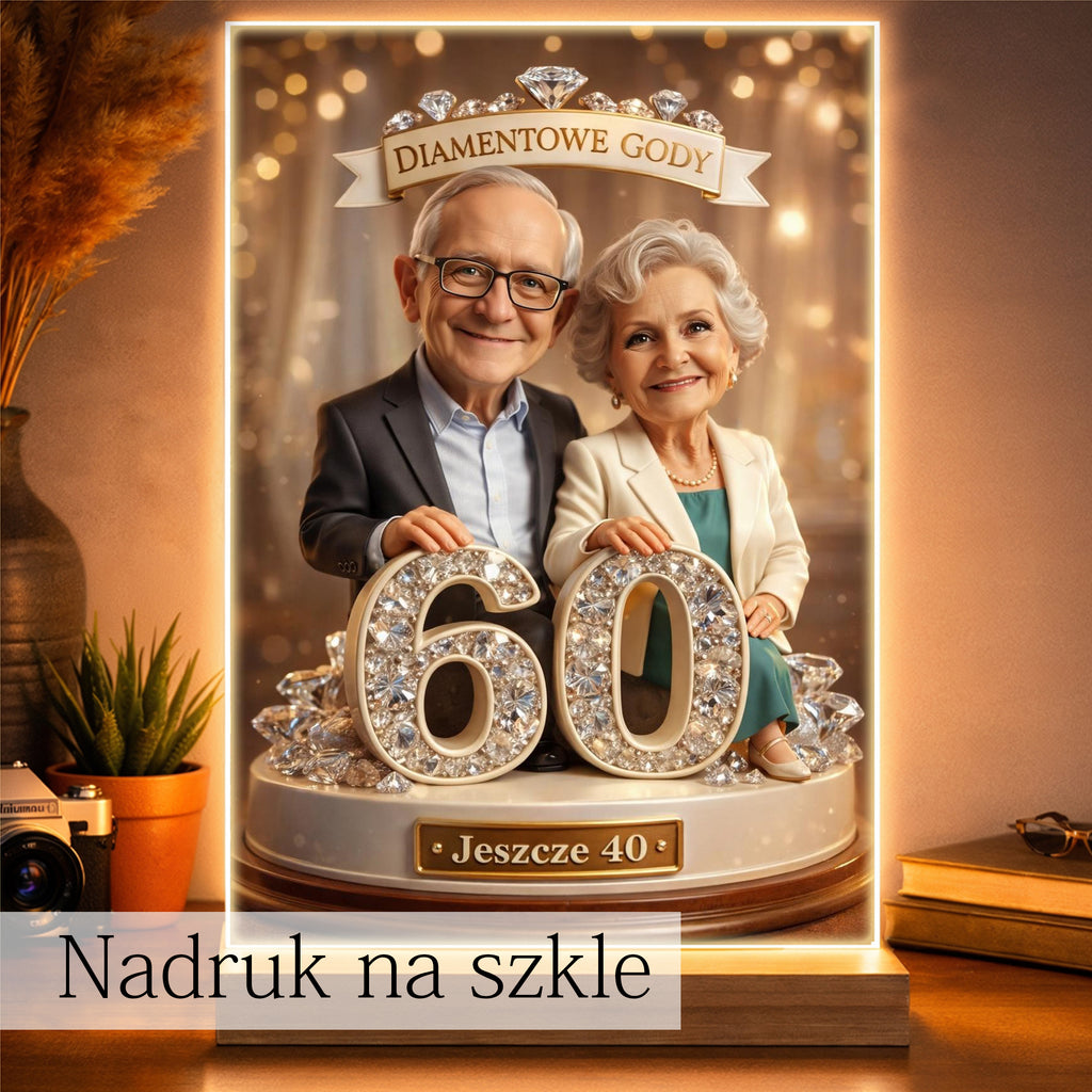 personalizowana karykatura pary – prezent na 60 rocznicę ślubu