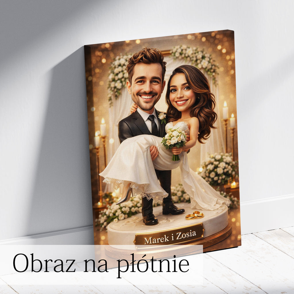 personalizowana karykatura pary ze zdjęcia – prezent na ślub