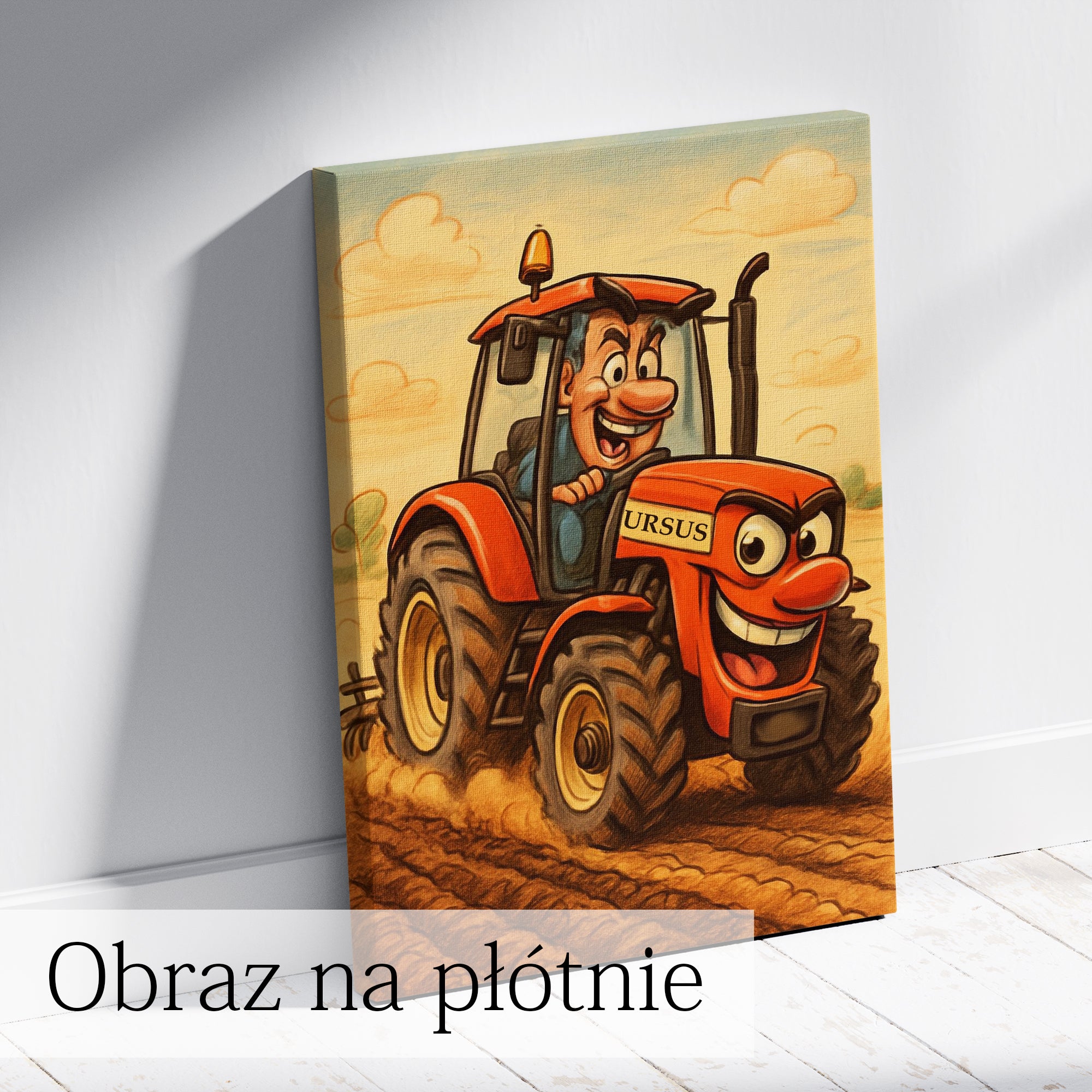 zabawny portret rolnika na ciągniku ilustracja