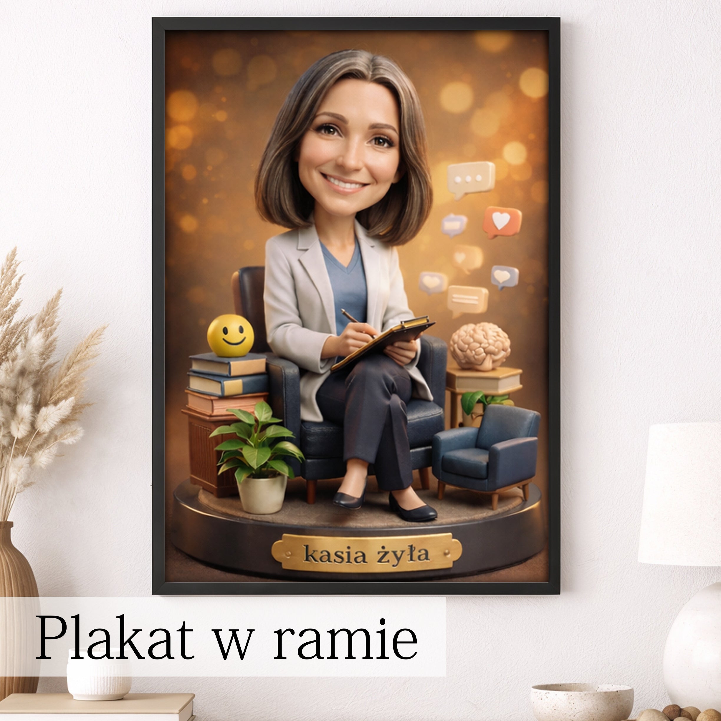 elegancki portret psycholożki ilustracja personalizowana