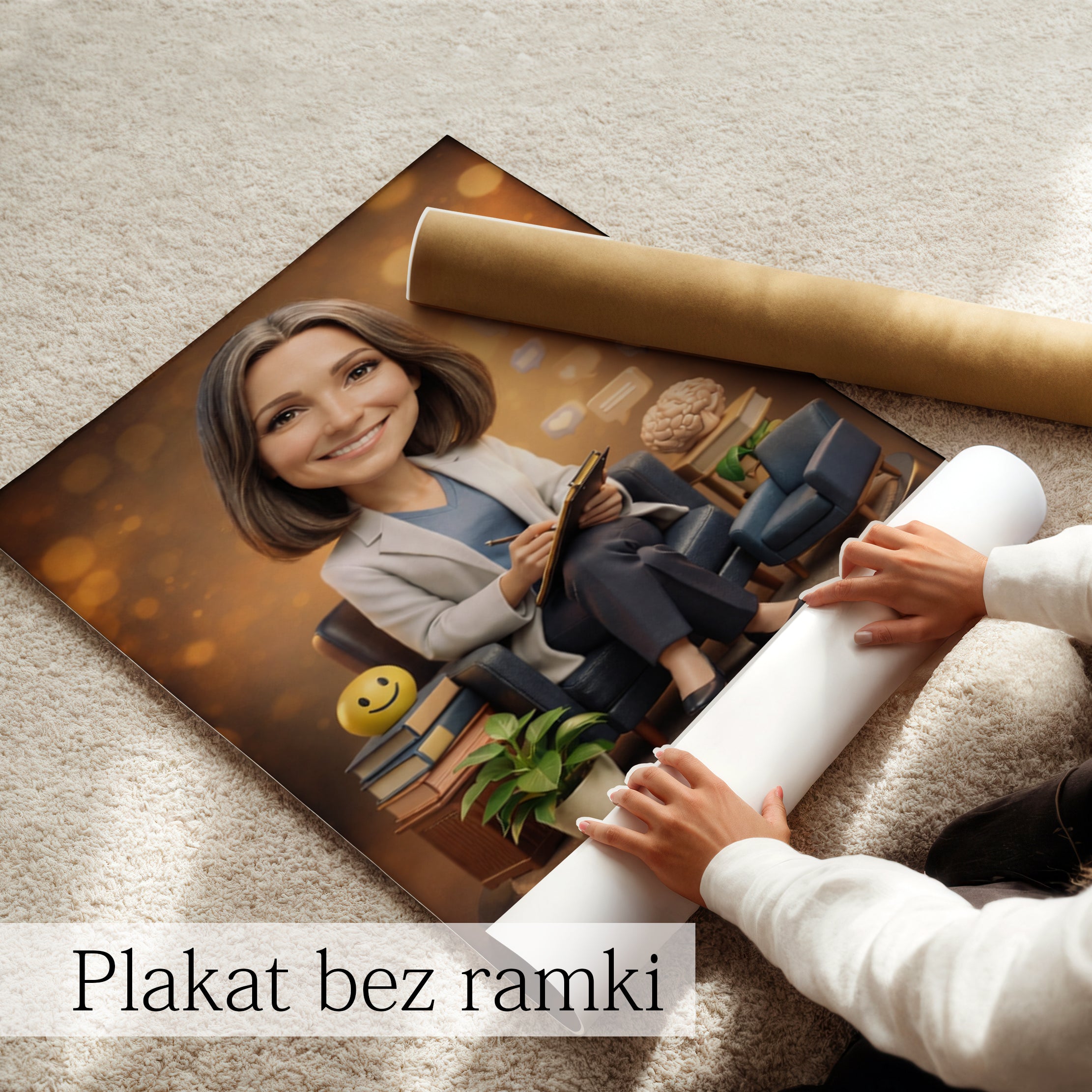 prezent dla psycholog obraz karykatura ze zdjęcia