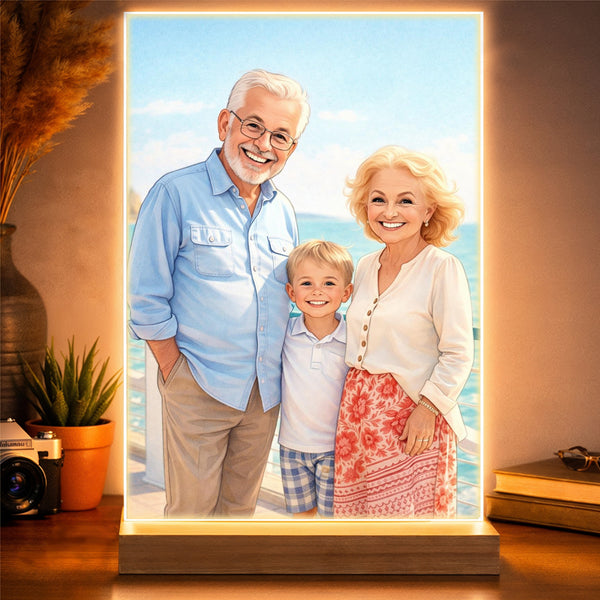 Portret ze zdjęcia dla Rodziców, Babci i Dziadka, na rocznicę, na szkle akrylowym, karykatura