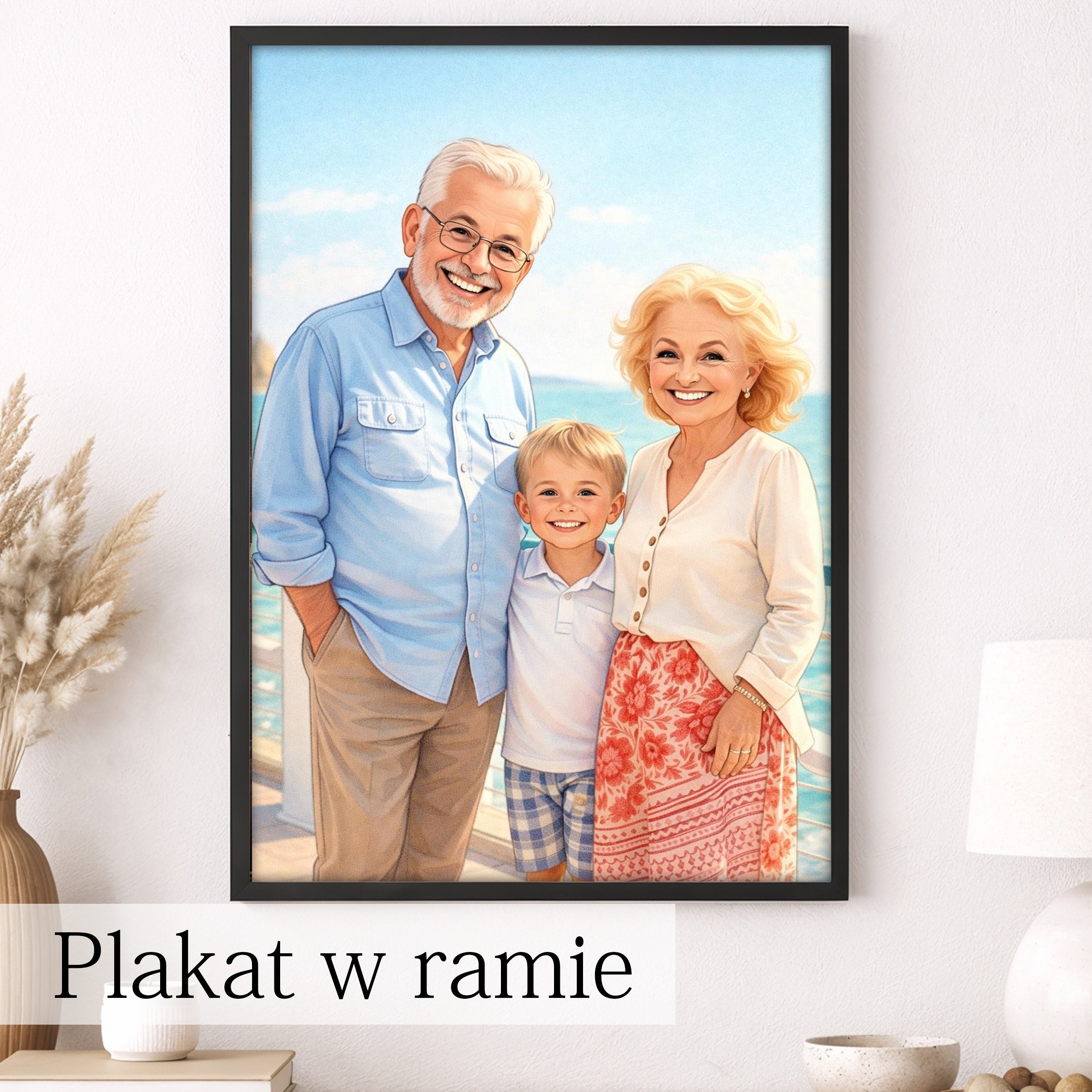portret dziadków i rodziny ze zdjęcia na szkle premium obraz