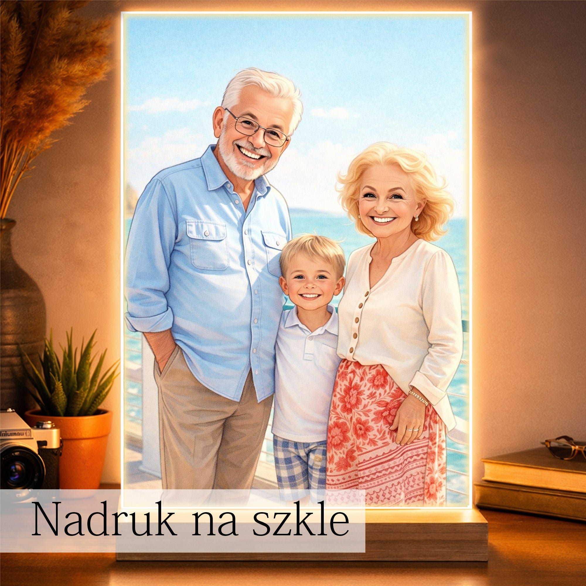 prezent dla rodziców karykatura ze zdjęcia na szkle akrylowym