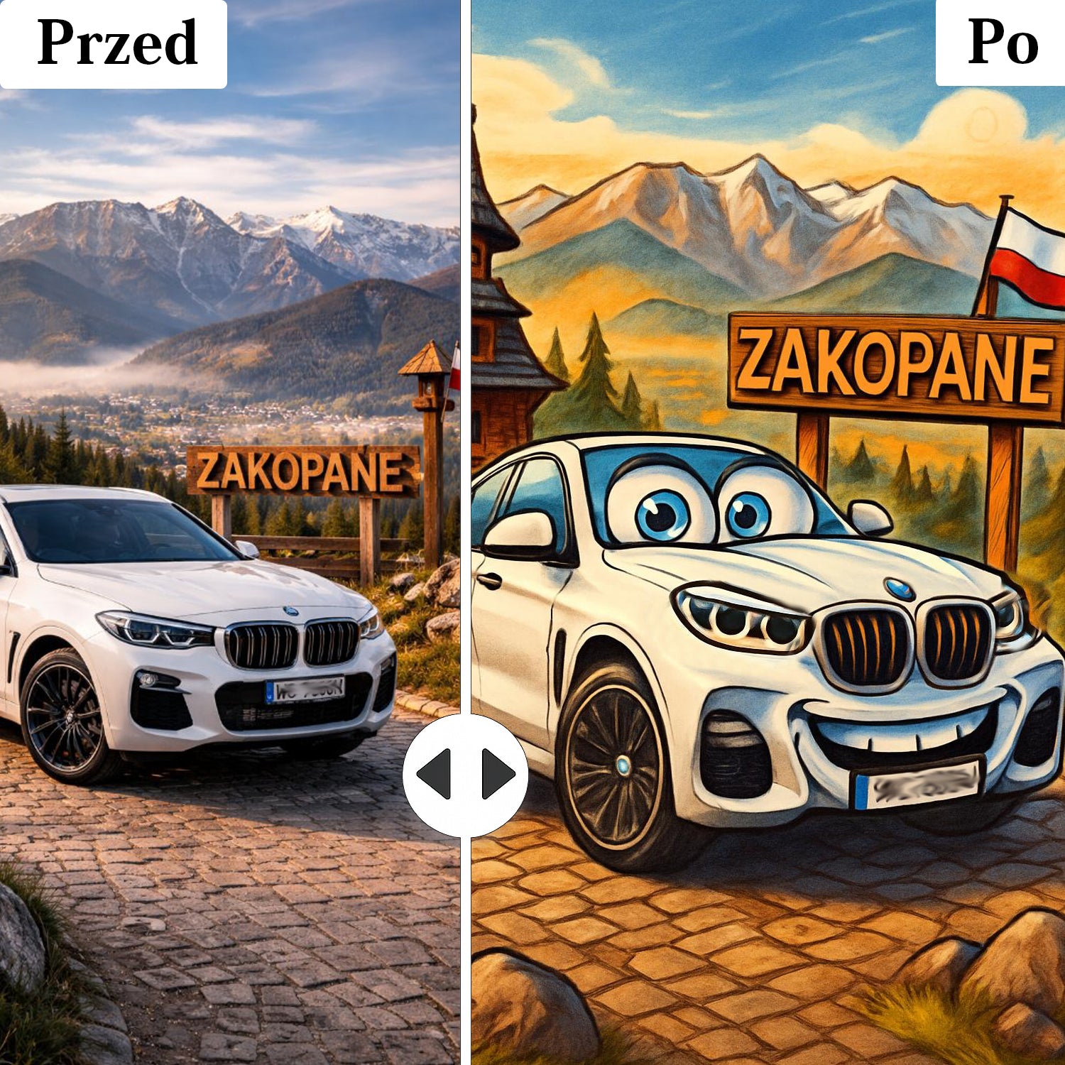 nie uwierzysz jak można przerobić auto karykatura ze zdjęcia