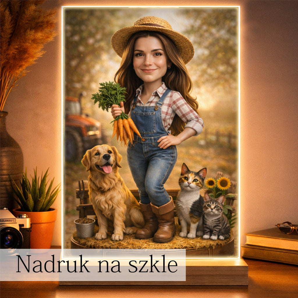 prezent dla farmerki karykatura ze zdjęcia pełna uroku