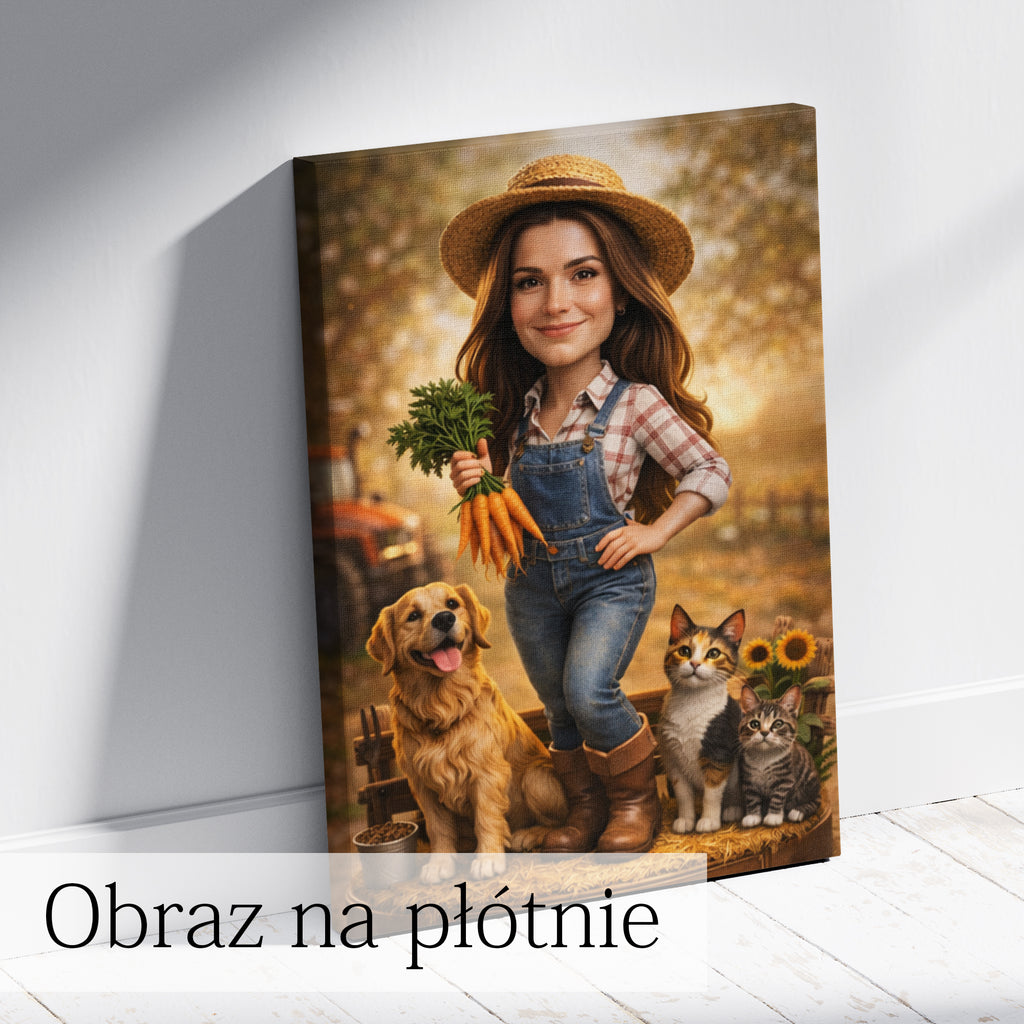 obraz farmerki ze zdjęcia wyjątkowy prezent dla kobiety ze wsi