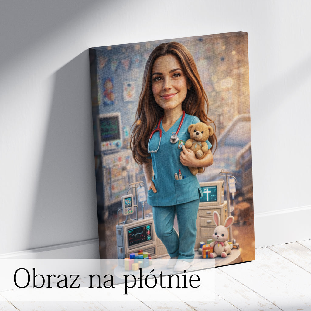 obraz kobiety lekarza ze zdjęcia unikalny i zabawny prezent