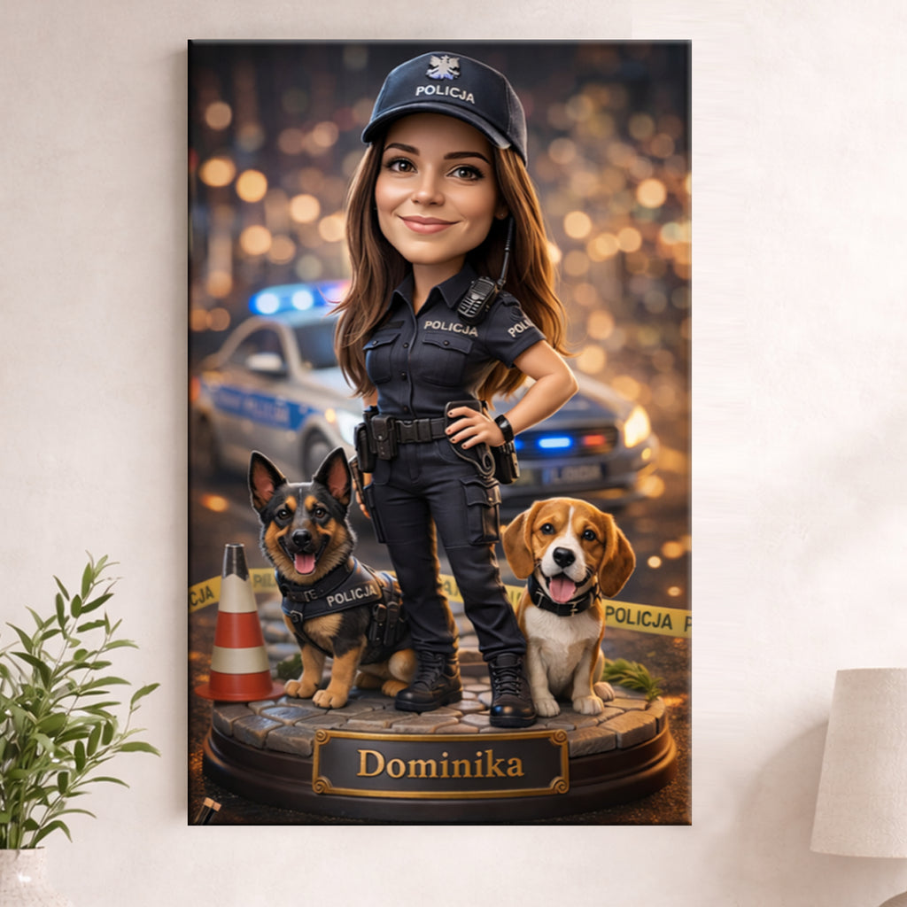 personalizowany portret policjantki ze zdjęcia oryginalny prezent