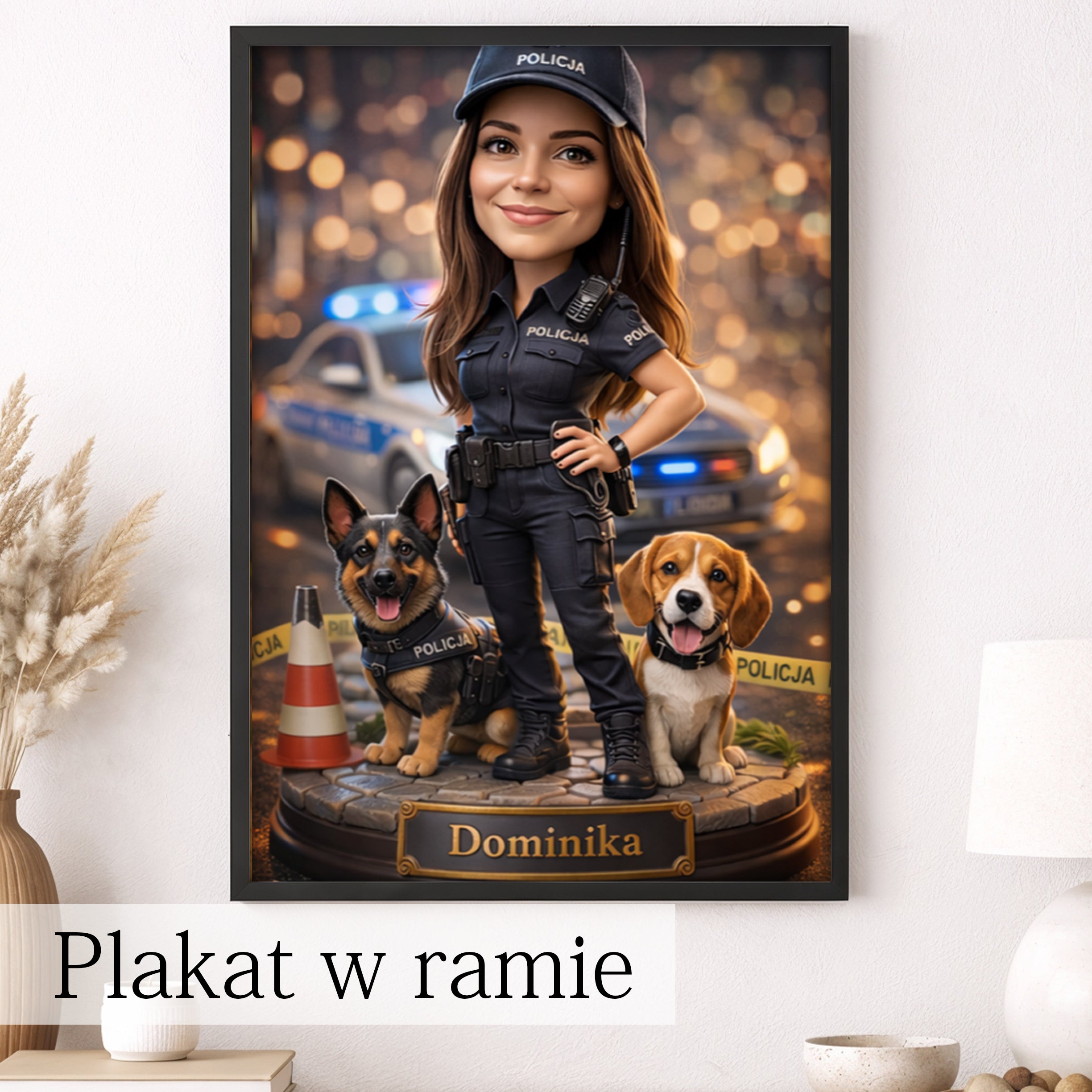prezent dla policjantki karykatura ze zdjęcia pełna charakteru