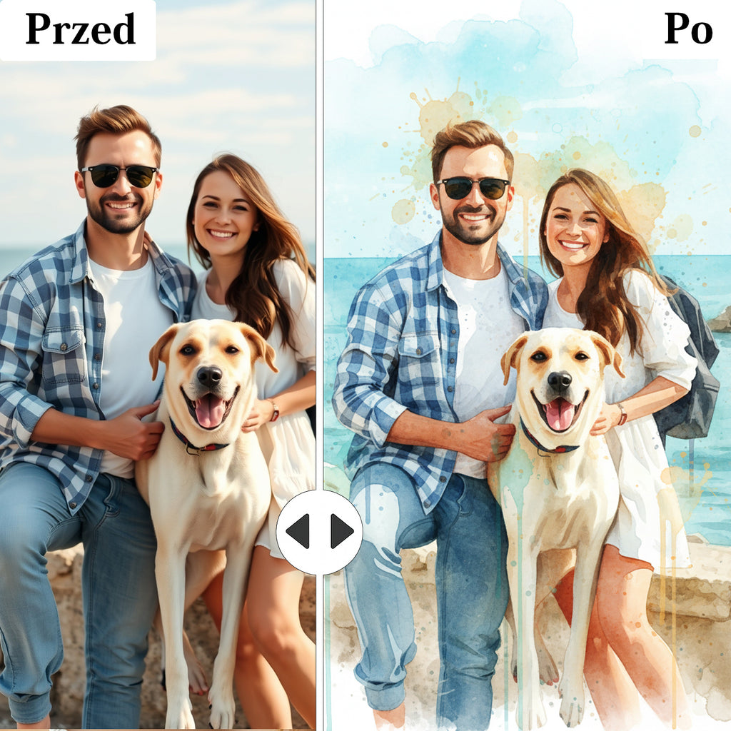 portret akwarela ze zdjęcia elegancka dekoracja wnętrza