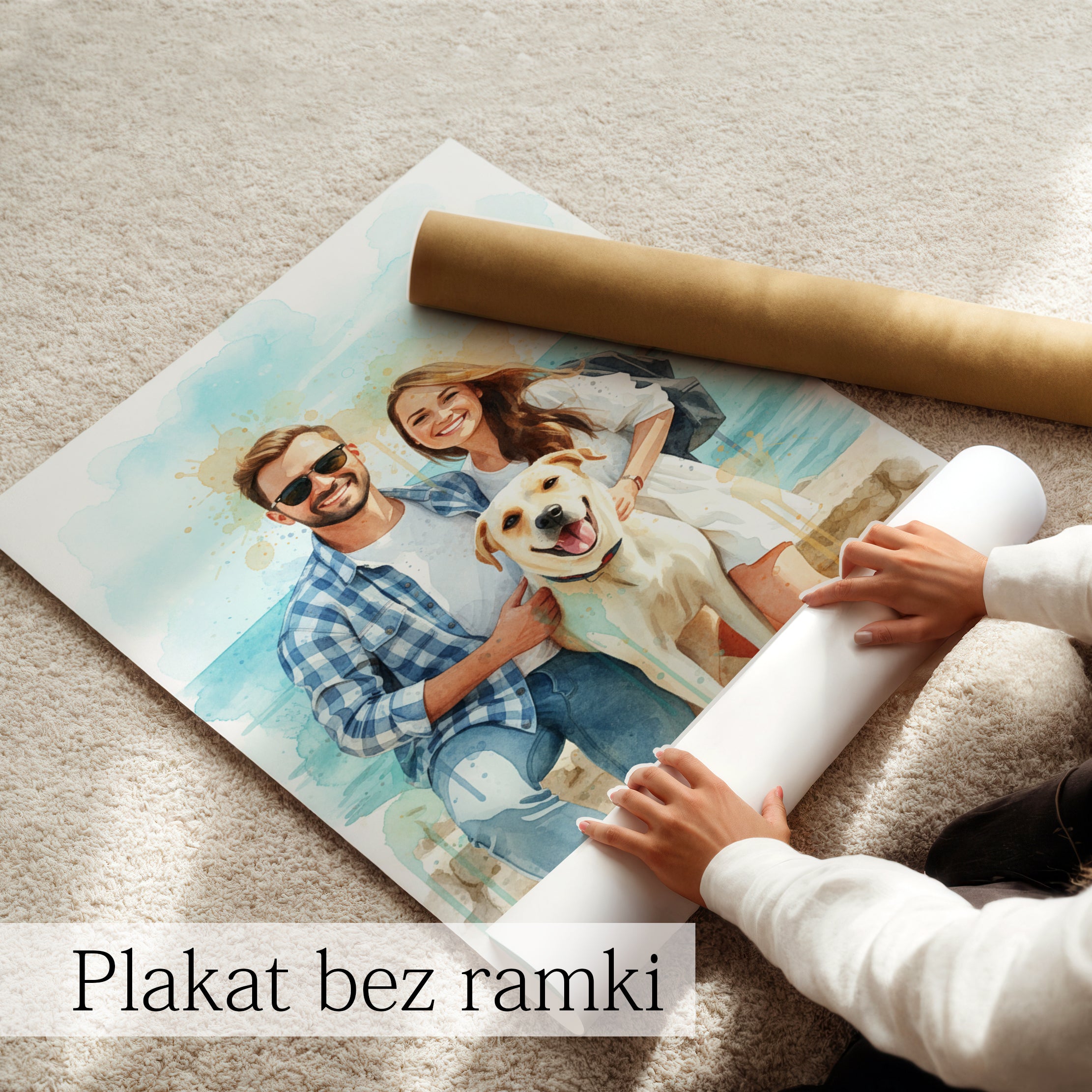 personalizowany obraz akwarelowy stylowy prezent dla niej i dla niego