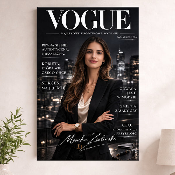 Obraz w Stylu Vogue CEO ze Zdjęcia – Personalizowany Prezent dla kobiety