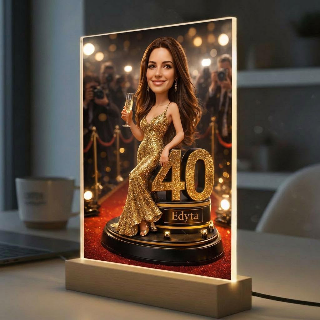 personalizowany obraz ze zdjęcia kobieta czerwony dywan
