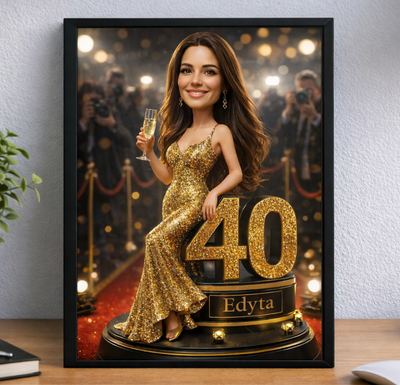 obraz ze zdjęcia czerwony dywan prezent na 40 urodziny kobiety