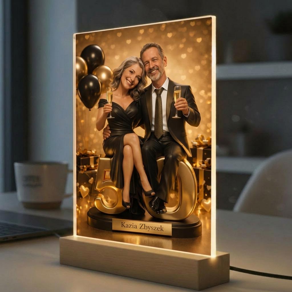 obraz ze zdjęcia pary na 50 rocznicę ślubu personalizowany portret ze zdjęcia