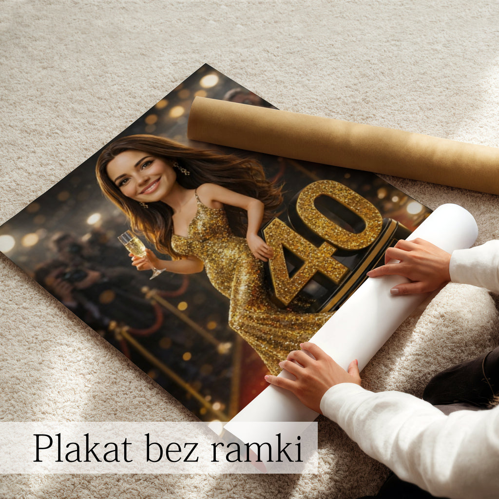 portret ze zdjęcia kobiety styl czerwony dywan prezent