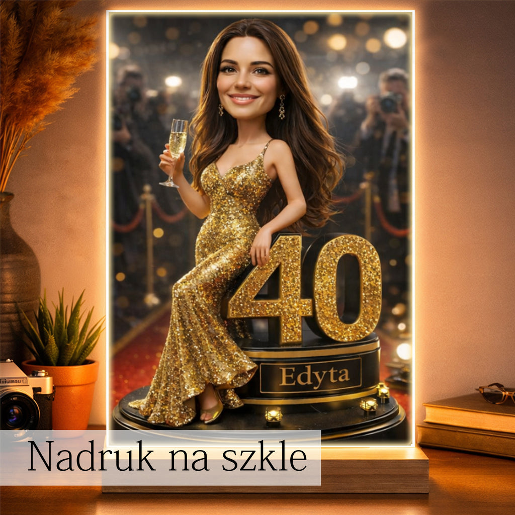 obraz ze zdjęcia kobieta na czerwonym dywanie prezent na 40 urodziny