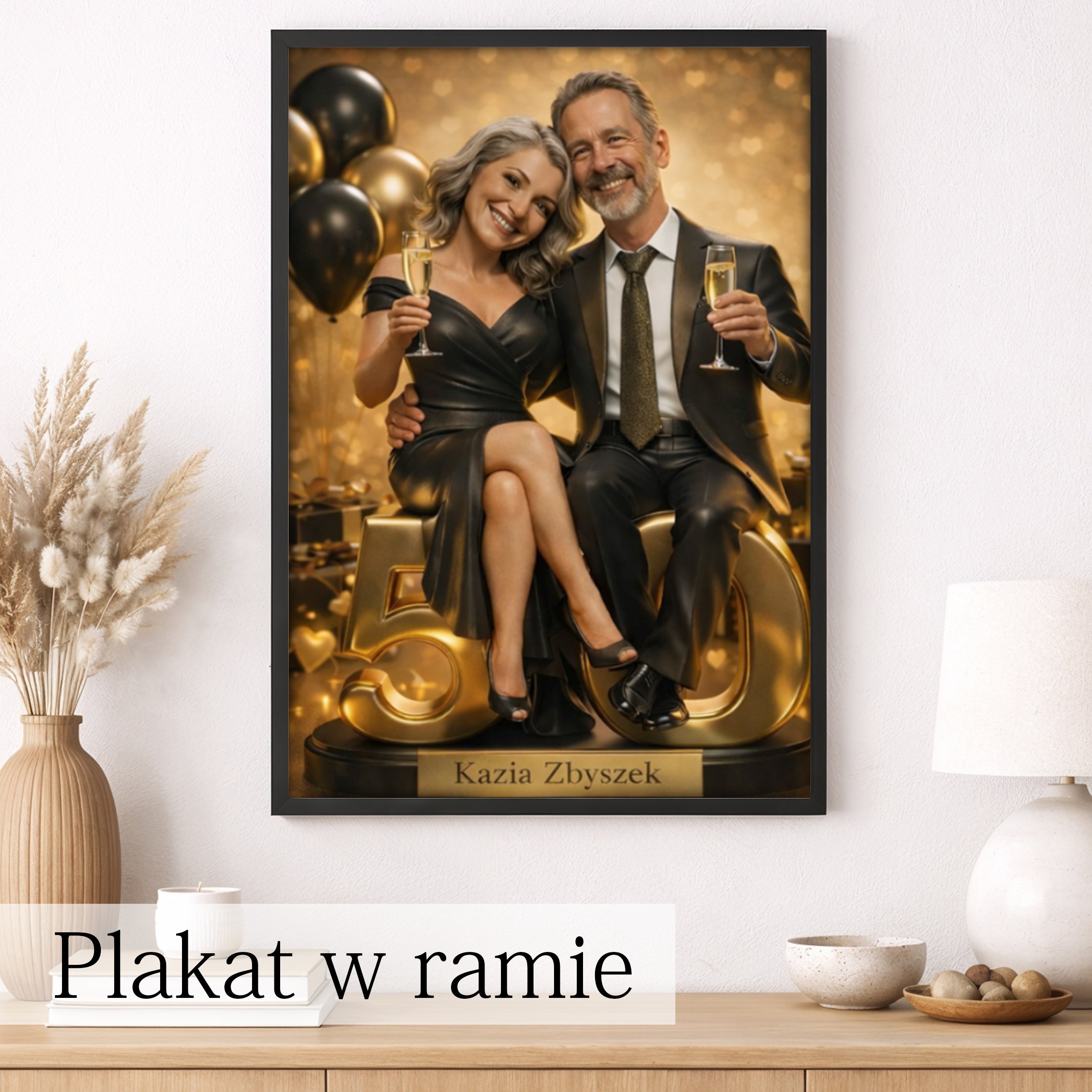 portret ze zdjęcia dla rodziców na 50 rocznicę ślubu personalizowany obraz