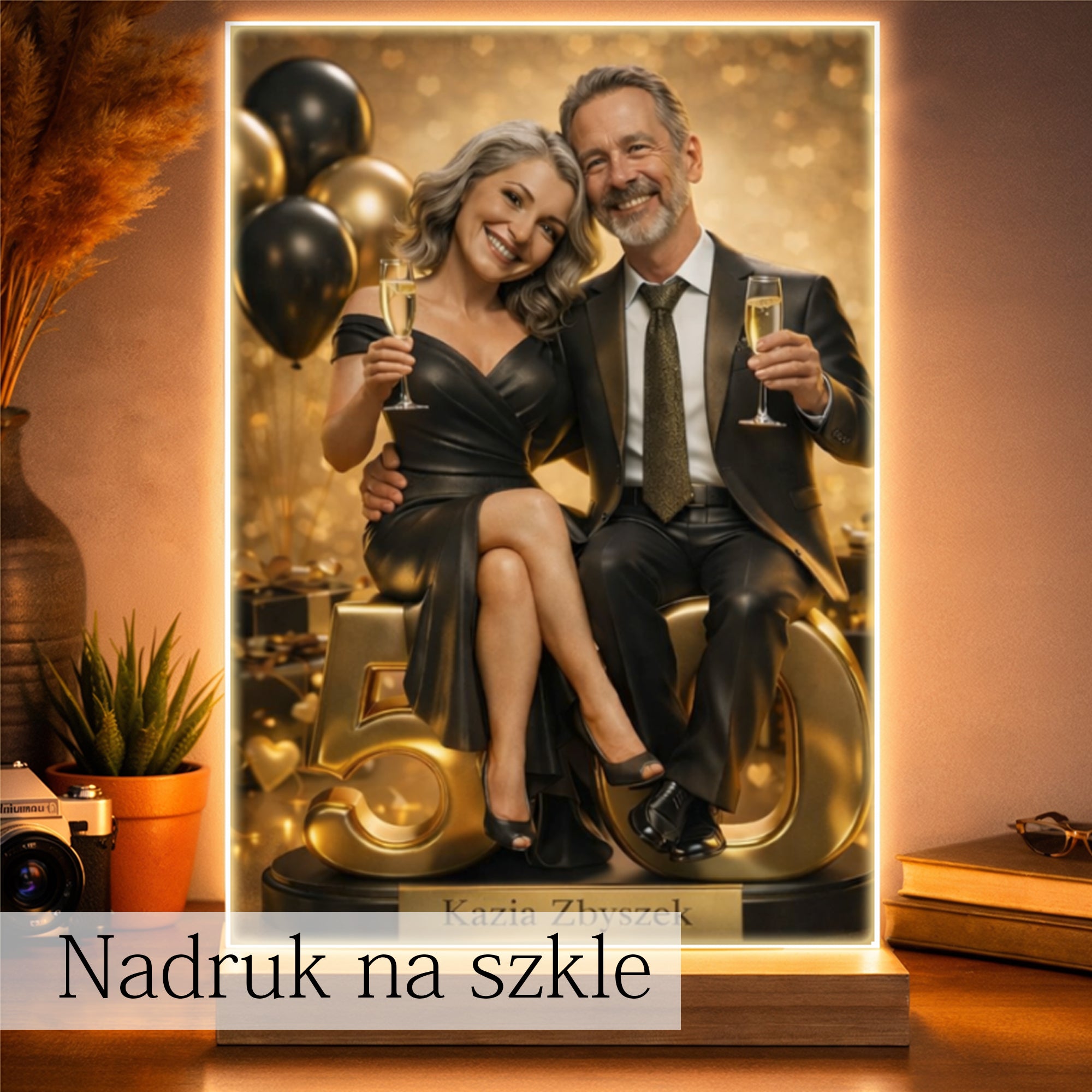 personalizowany obraz ze zdjęcia pary romantyczny prezent na 50 rocznicę ślubu