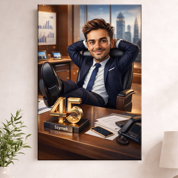 Obraz ze zdjęcia karykatura Szefa - BOS - prezent dla niego na rocznicę w firmie.