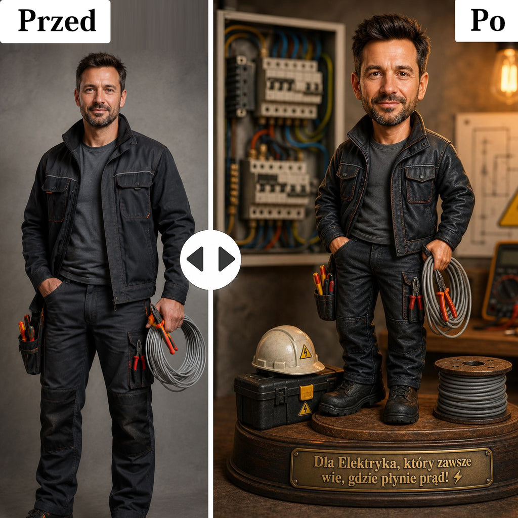Prezent dla elektryka – personalizowany obraz z własnego zdjęcia.