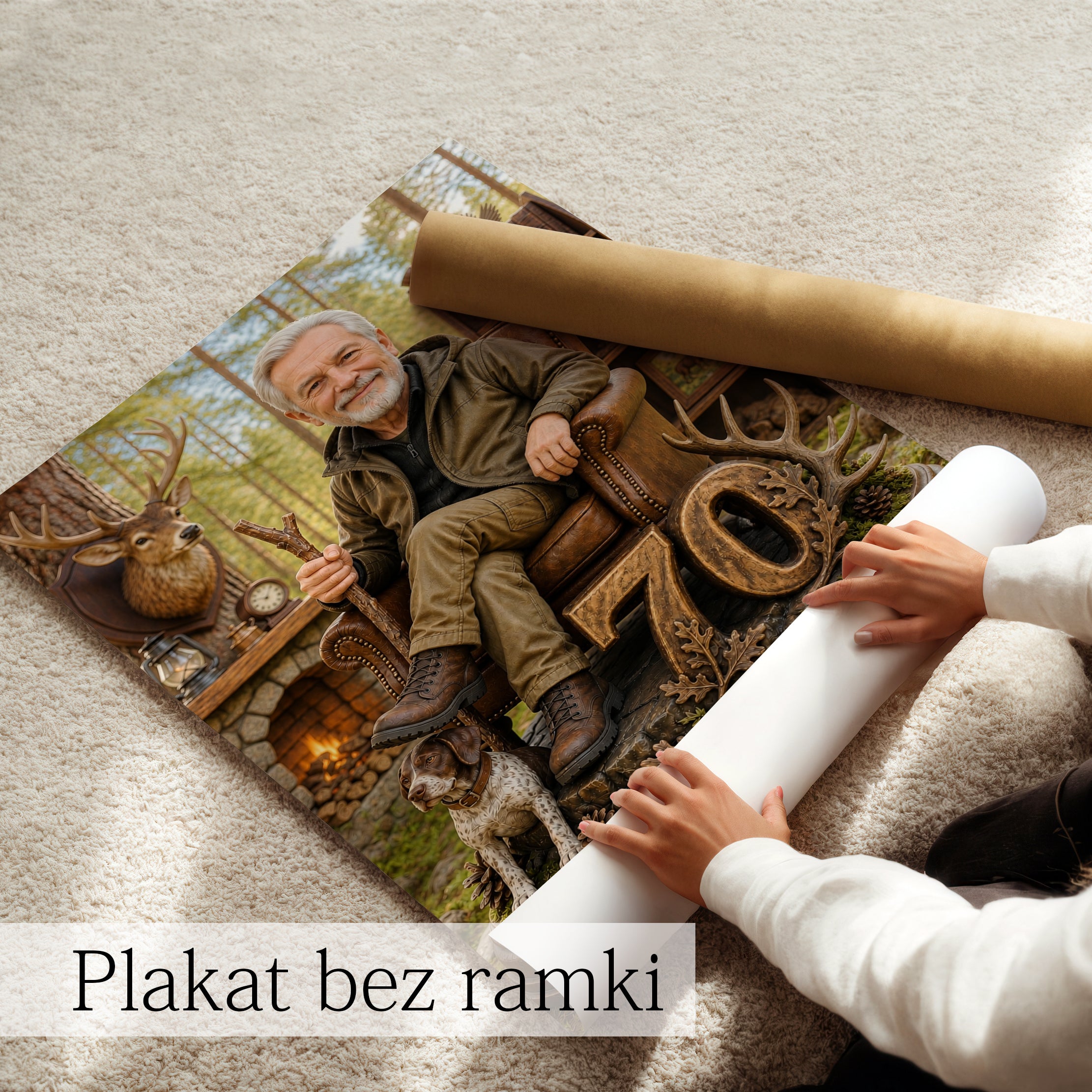 Oryginalny obraz dla myśliwego wykonany ze zdjęcia – personalizowana karykatura.