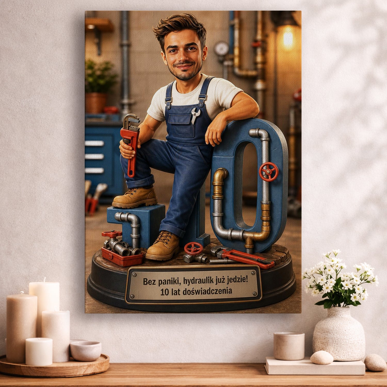 Personalizowany plakat hydraulika ze zdjęcia – wyjątkowy prezent dla chłopaka.