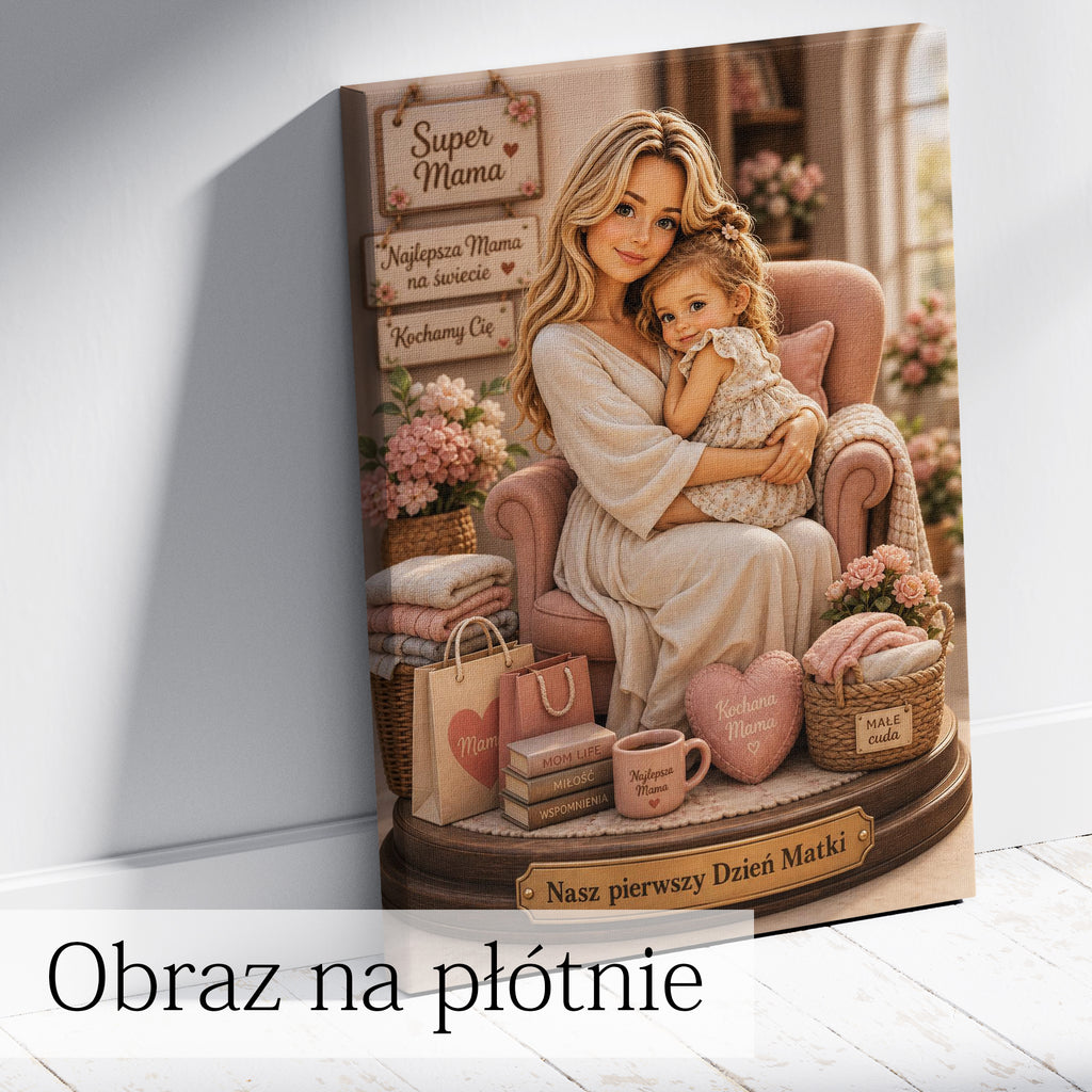Portret mamy i dziecka jako artystyczny obraz 3D