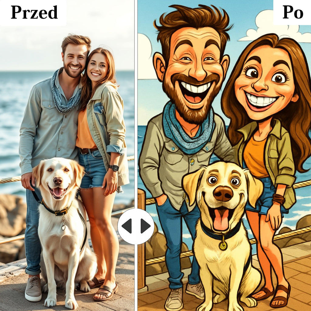 Personalizowany obraz pary z pupilem na podstawie zdjęcia