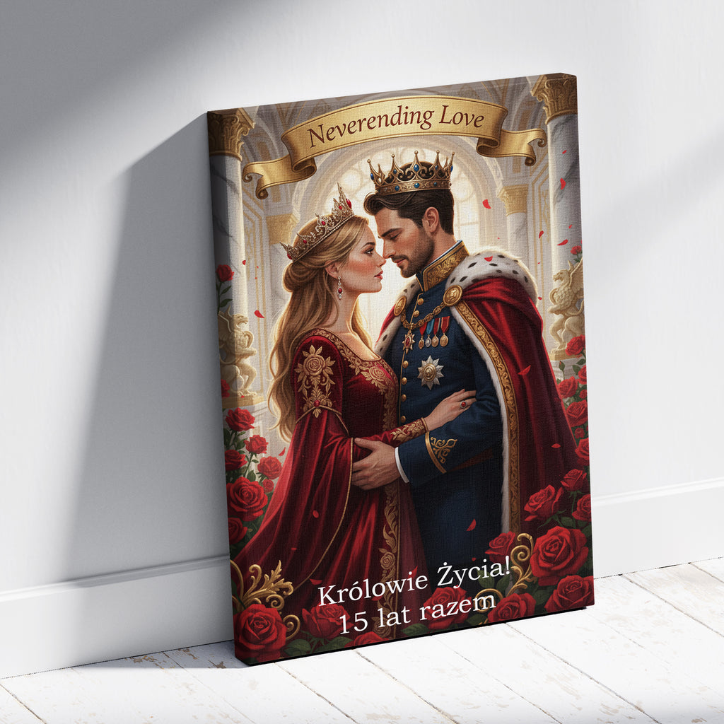 Portret ze zdjęcia - Para Królewska - Prezent dla pary, na rocznicę. Personalizowany