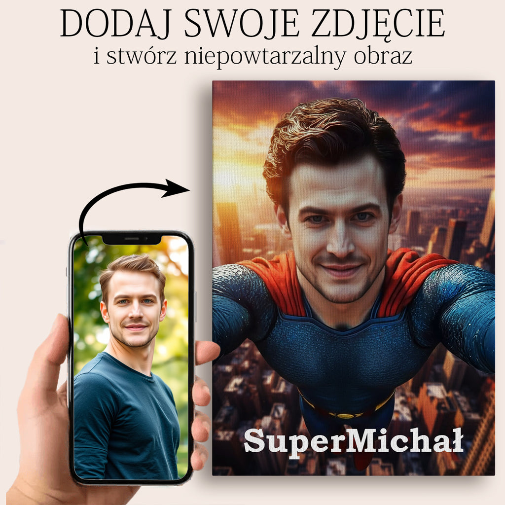 obraz superbohater ze zdjęcia wyjątkowy prezent dla chłopaka