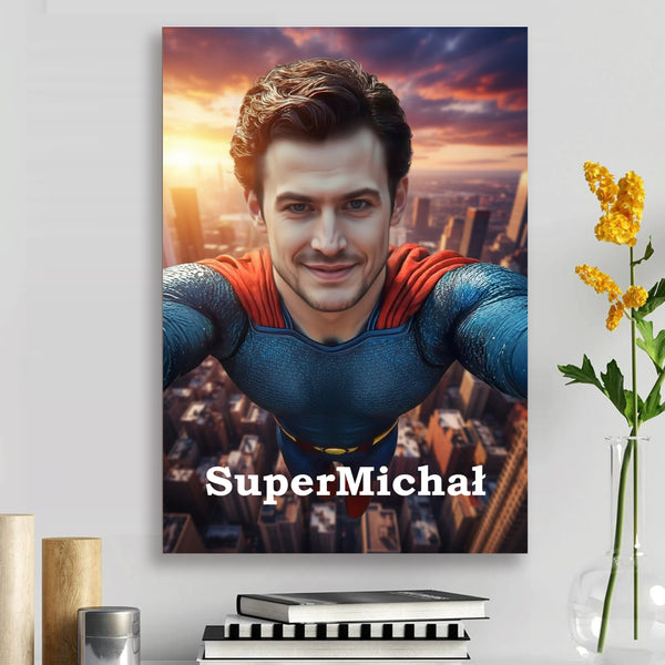 Portret Superbohater - obraz na płótnie z Twojego zdjęcia prezent dla niego