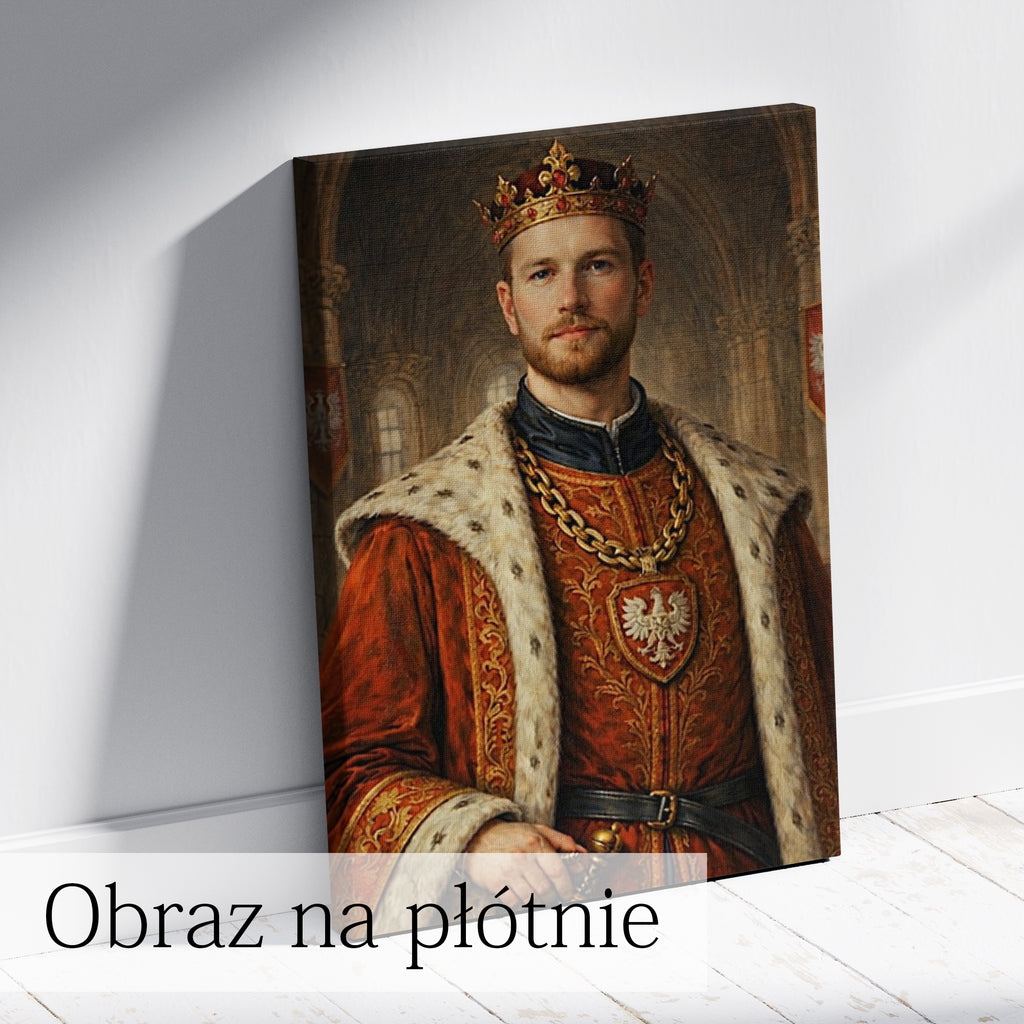 portret królewski ze zdjęcia styl polski król luksusowy obraz