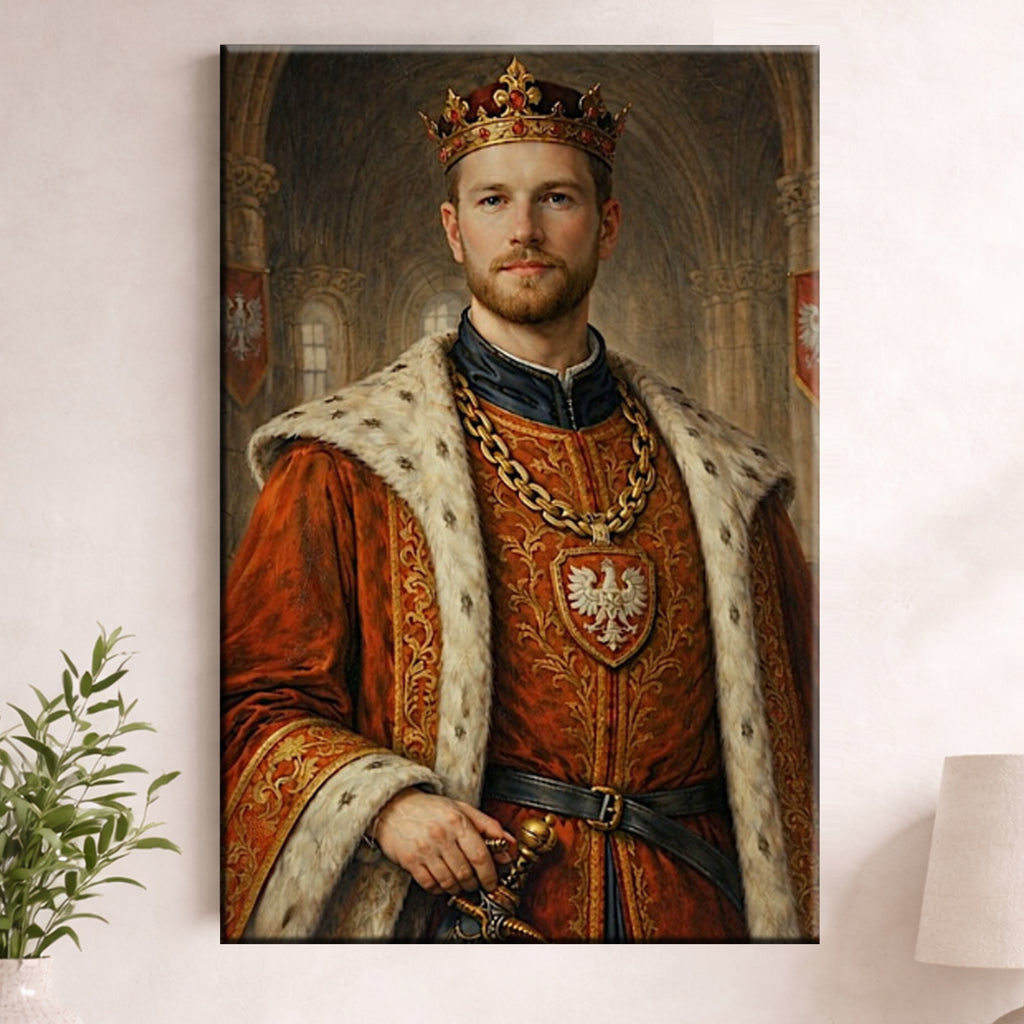 prezent dla niego portret króla polski na płótnie