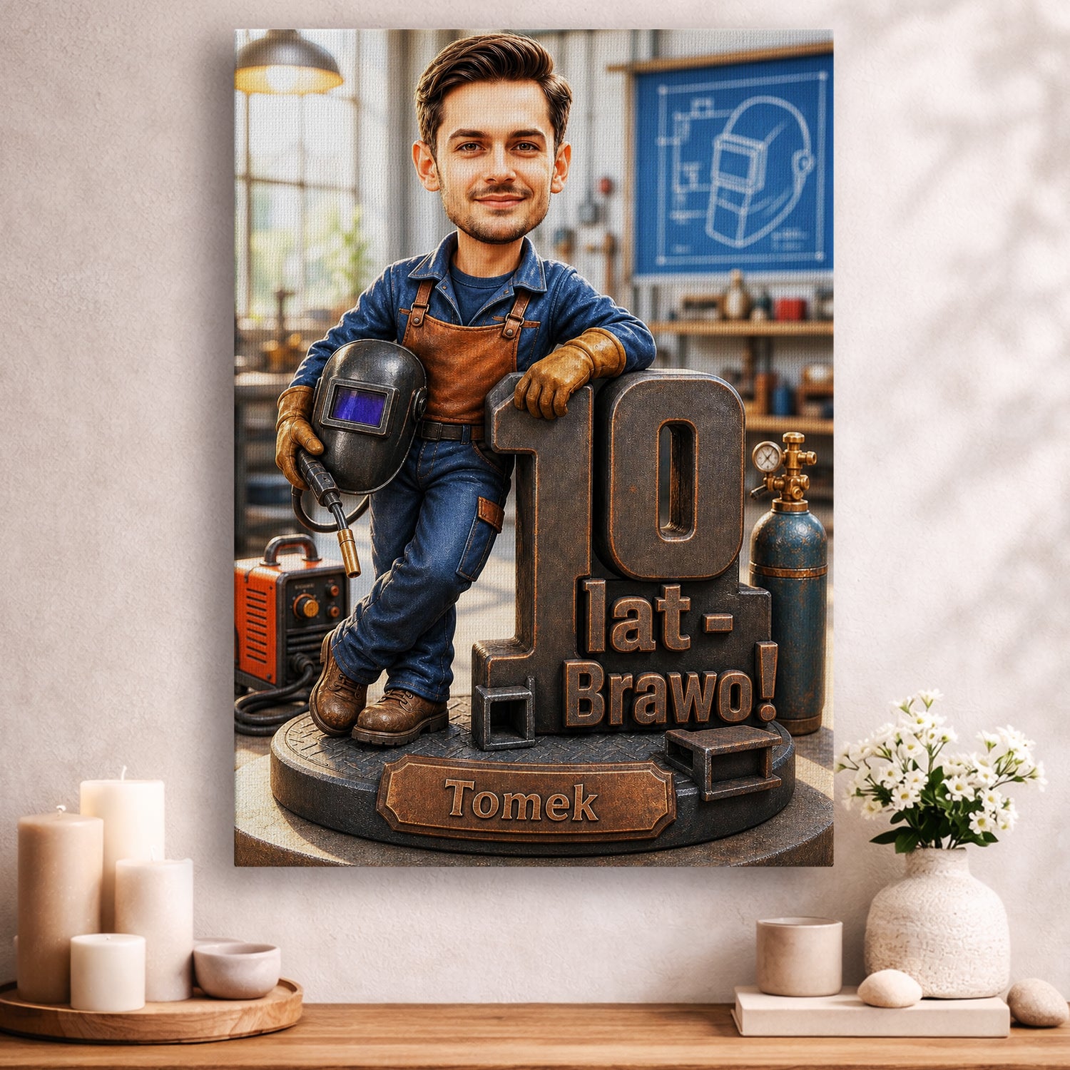 Personalizowany obraz spawacza ze zdjęcia – wyjątkowy prezent dla spawacza.