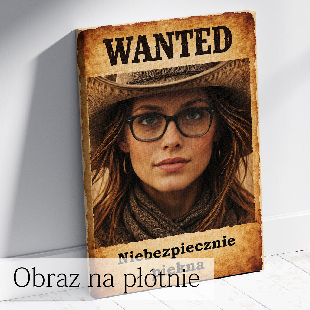 obraz western ze zdjęcia wanted idealny na urodziny lub panieński